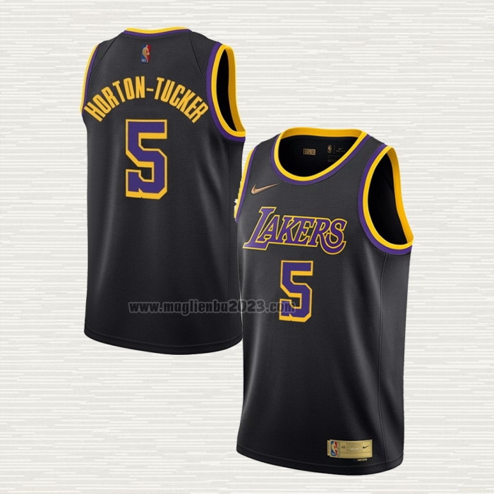 Maglia Talen Horton-Tucker NO 5 Los Angeles Lakers Earned 2020-21 Nero